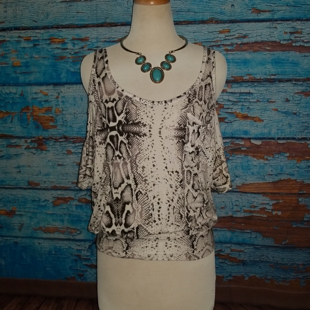 Snake Skin Cold Shoulder Top